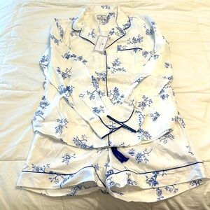 Petite Plume Pajamas - Blue & White Floral Print - Size Small